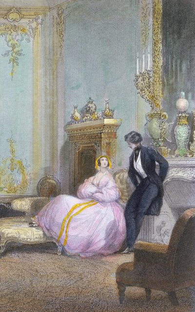Couple chatting, (detail) by Eugene Louis Lami